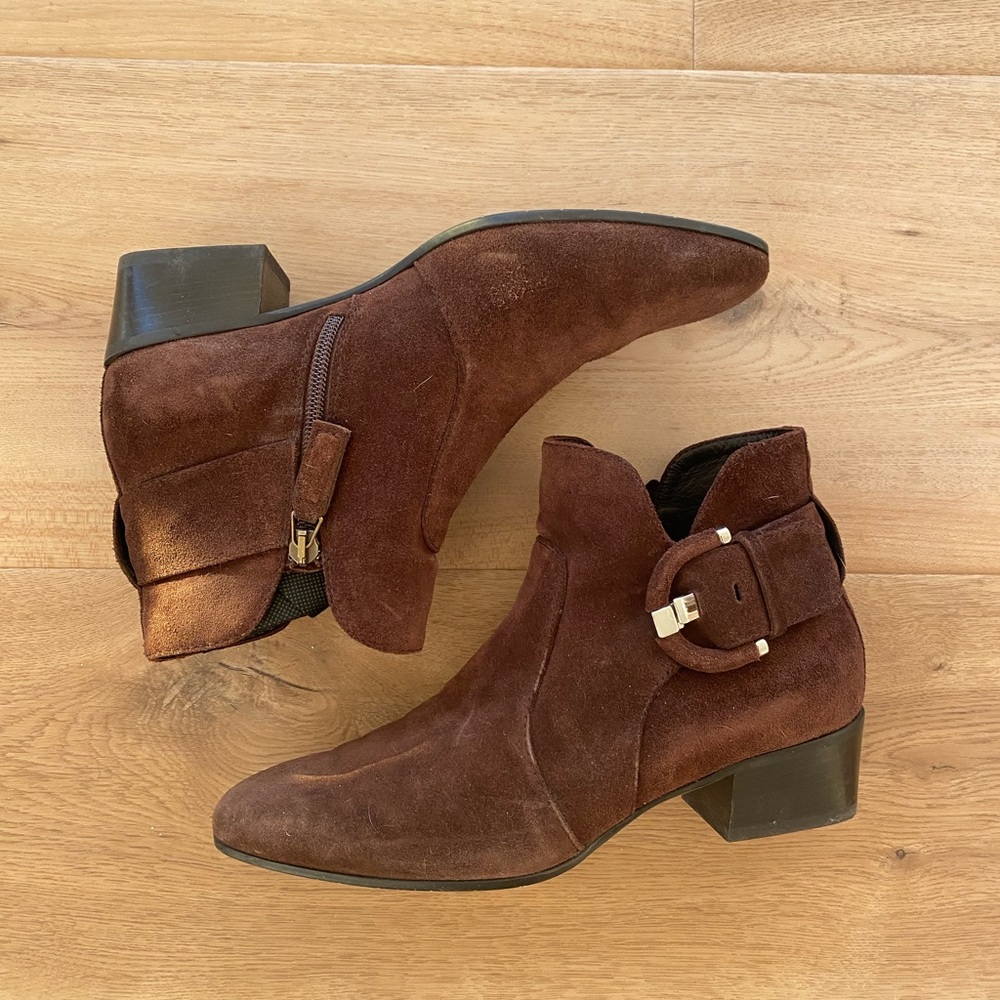 Aquatalia Fiamma Ankle Booties 8.5 Brown Suede